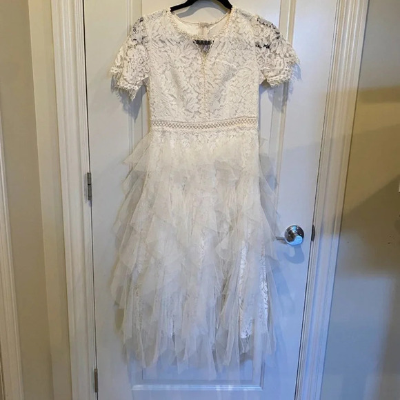 NWT Self-Portrait Inspired Ivory White Midi Dress - Picture 9 of 11